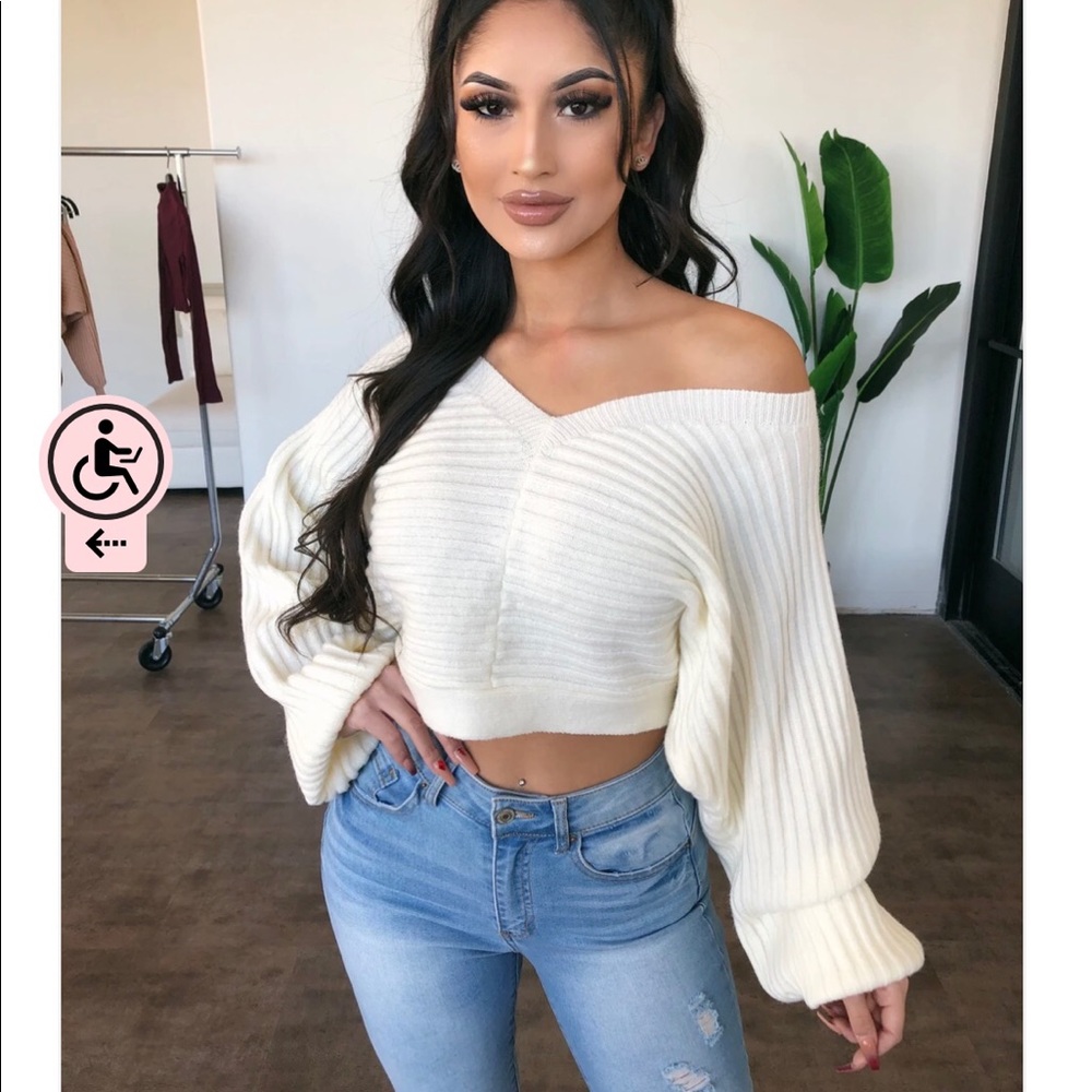 OOTDFASH Cream Knitted Sweater